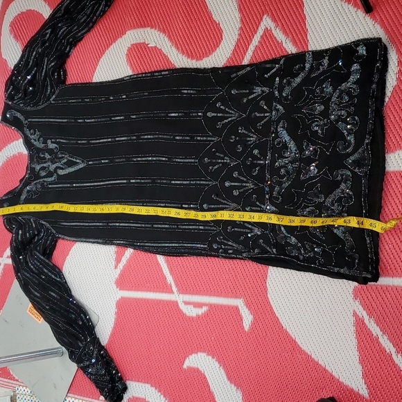 VINTAGE SILK Sequins bubble sleeve dress - Picture 13 of 15